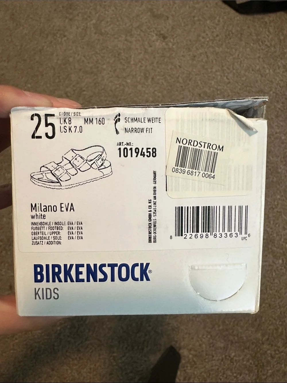 NWT Birkenstock Kids Milano EVA Sandals